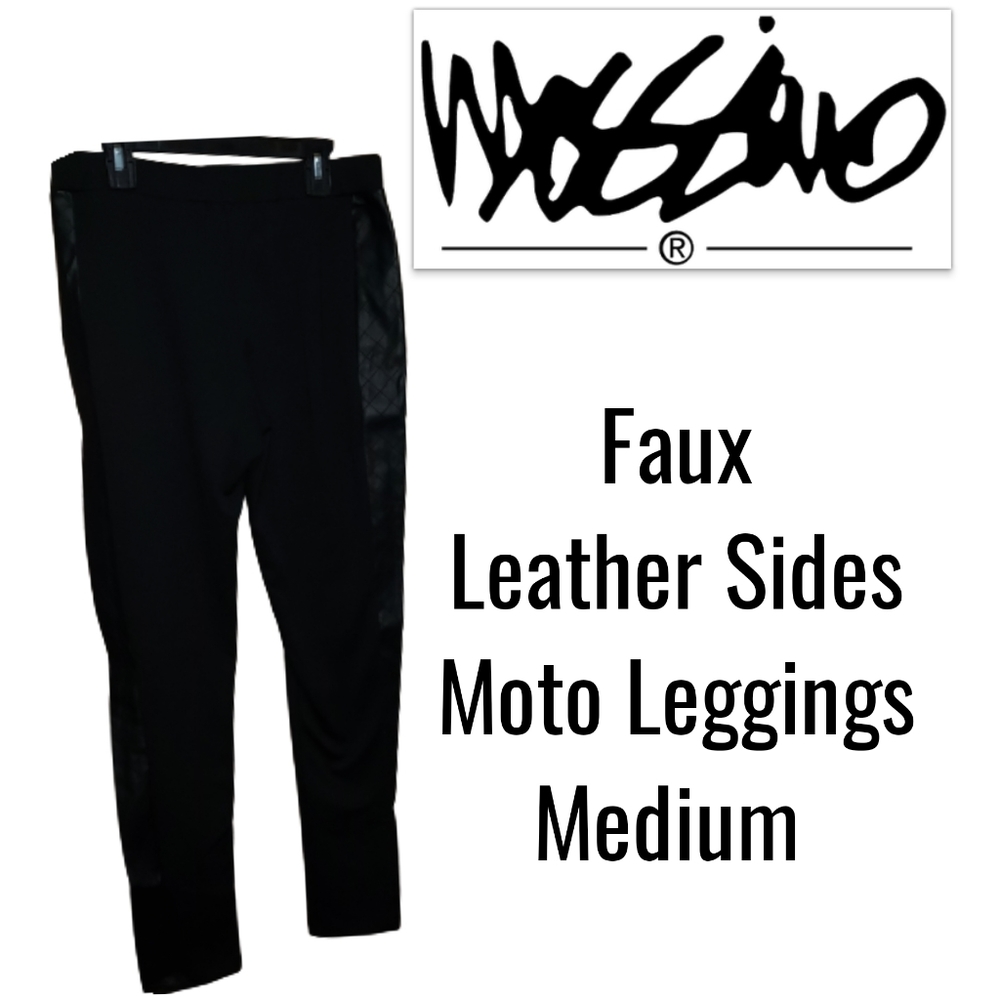 Mossimo Moto Leggings Faux Leather Sides Size Medium